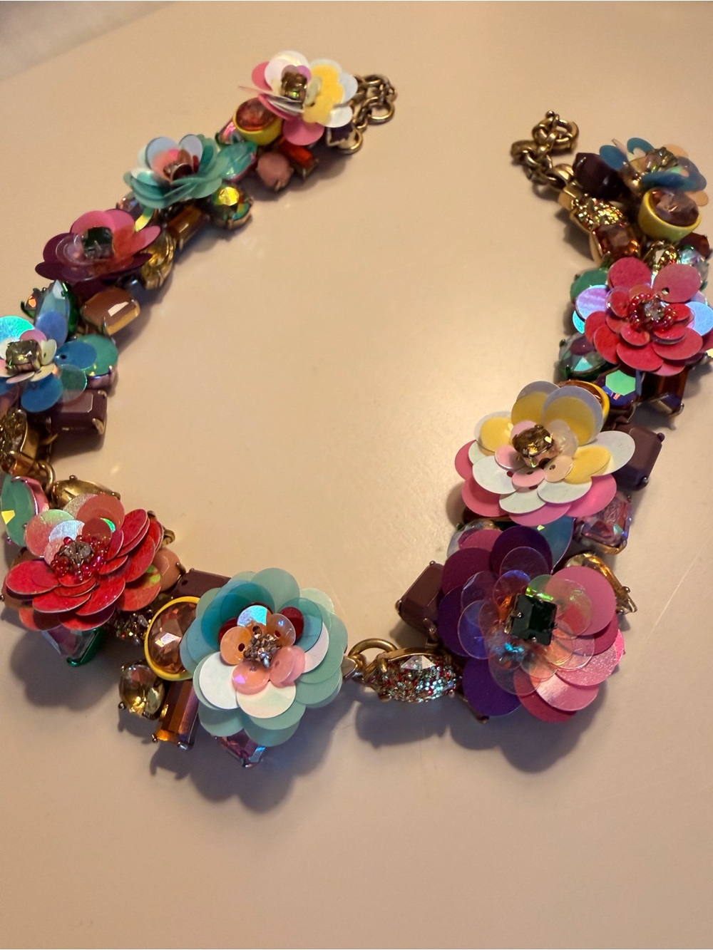 J. Crew Multicolor Sequin Floral Statement Necklace - Picture 2 of 5
